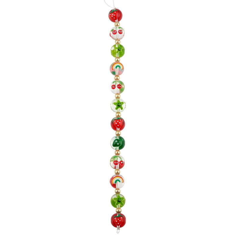 Fruit, Star & Rainbow Glass Round Beads, 12mm by Bead Landing™