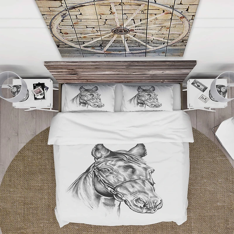 Designart 'Freehand Horse Head Pencil Drawing