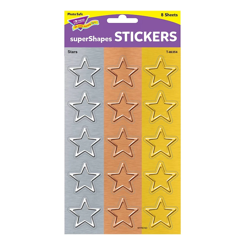 Trend Enterprises® I Heart Metal Stars superShapes Stickers, 6 Packs of 120