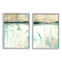 Stupell Industries Abstract Lake Landscape Organic Blue & Green Design Wall Art in Gray Frame Set