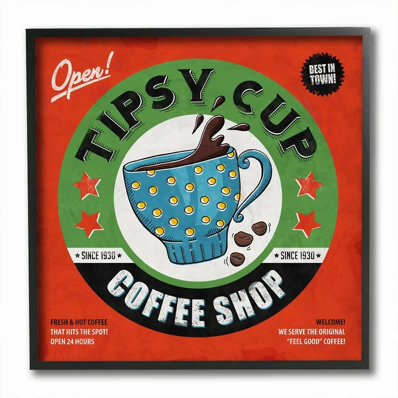 Stupell Industries Coffee Shop Comic Wall Accent with Black Frame