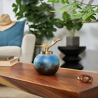 Blue Glass Galaxy Inspired Abstract Decorative Jar