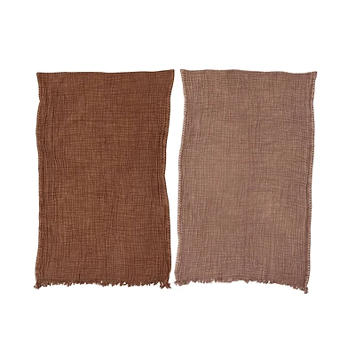 Hello Honey® Embroidered Cotton Tea Towels with Fringe Set