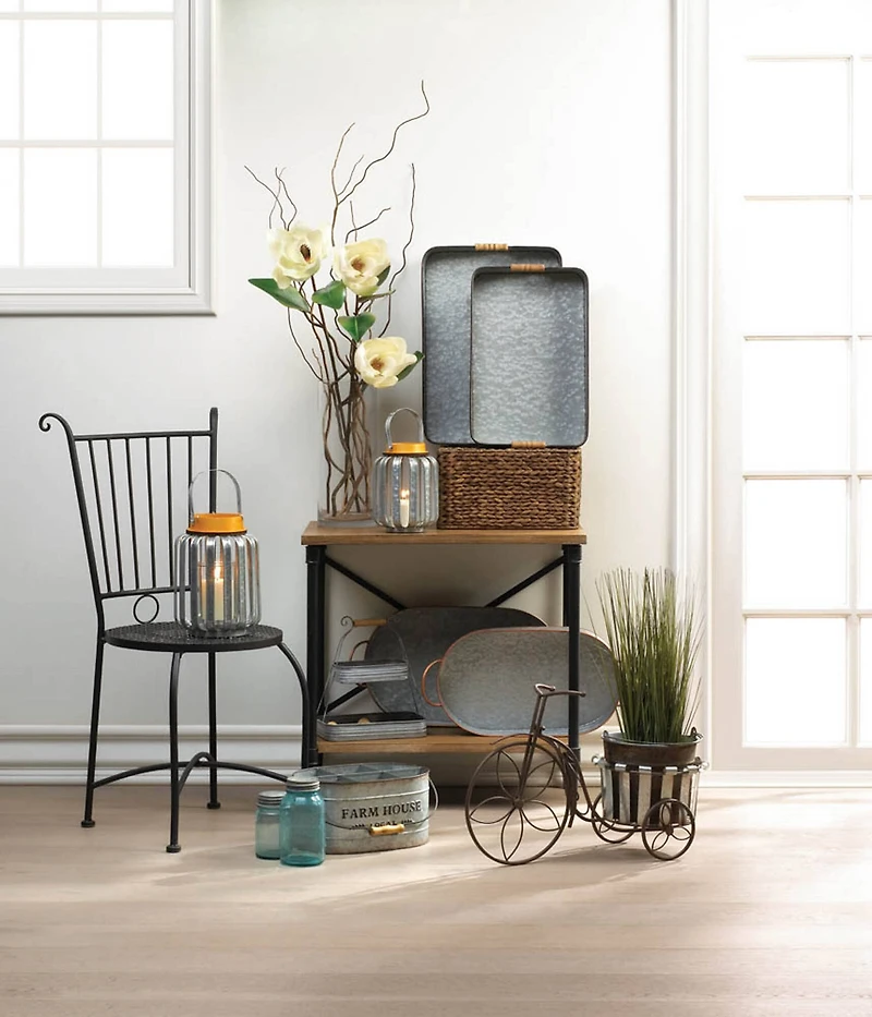 14" Galvanized Bucket Bike Plant Stand