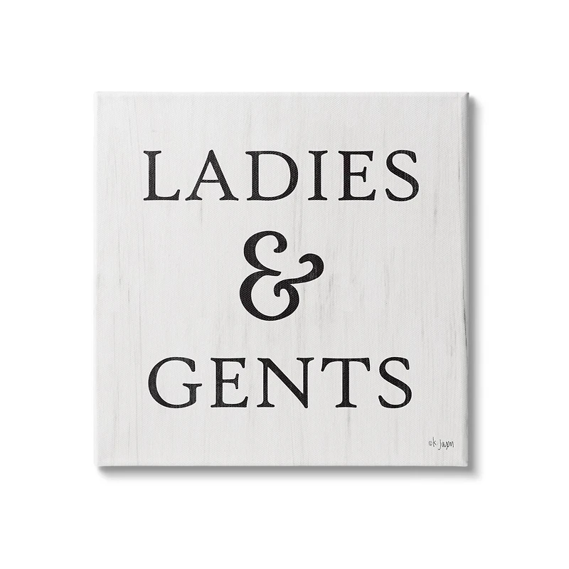 Stupell Industries Ladies & Gents Bathroom Sign Country Grain Pattern Canvas Wall Art