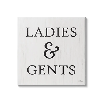 Stupell Industries Ladies & Gents Bathroom Sign Country Grain Pattern Canvas Wall Art