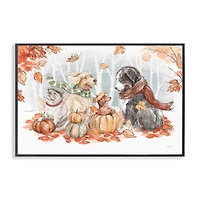 Stupell Industries Autumn Fun Dogs Framed Giclee Art