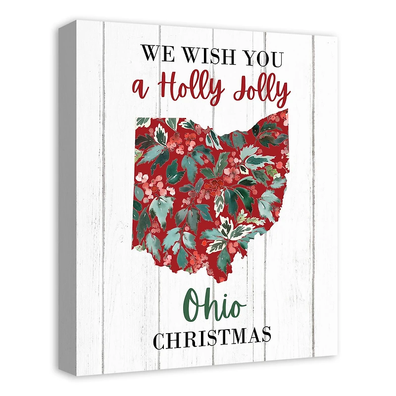 We Wish You a Holly Jolly Ohio Christmas Canvas Wall Art