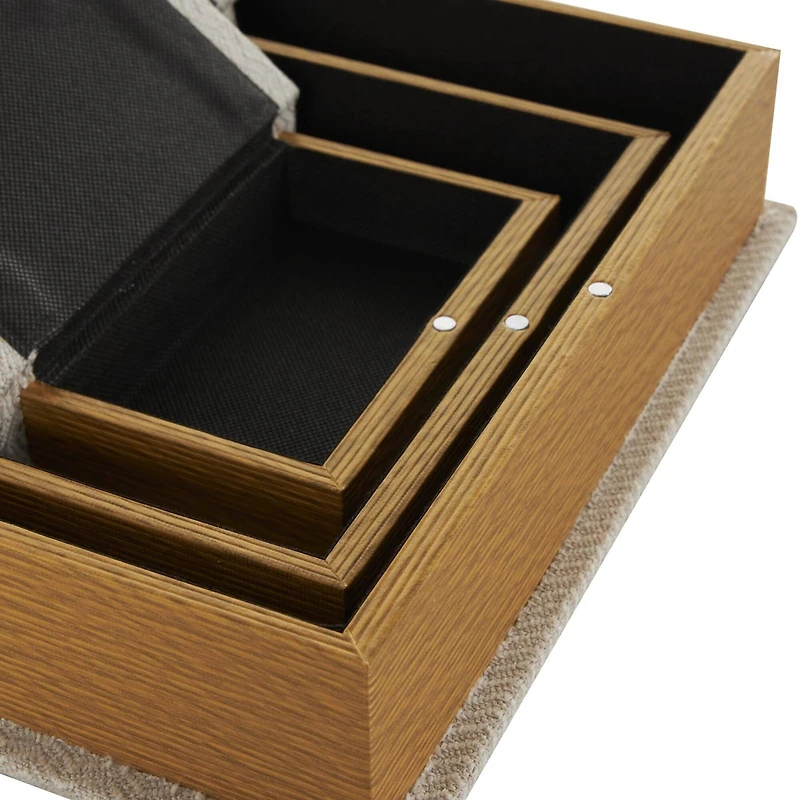 Cream Fabric Storage Book Box Set