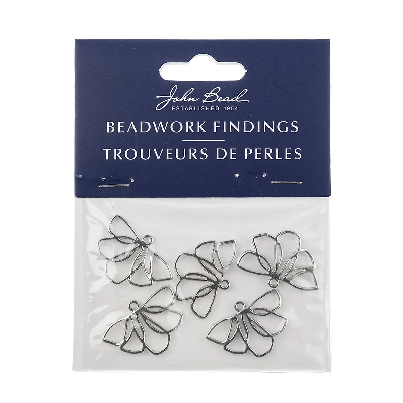 John Bead 25mm Silver Sideview Flower Beadwork Pendants, 5ct.