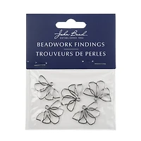 John Bead 25mm Silver Sideview Flower Beadwork Pendants, 5ct.