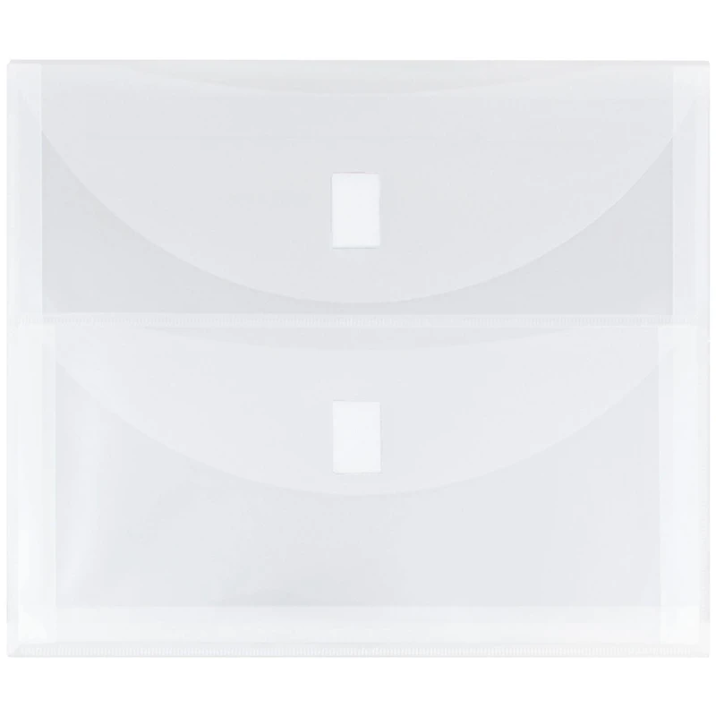 JAM Paper 9.5" x 11.5" Clear 2-Pocket Plastic Hook & Loop Closure Envelopes, 12ct.