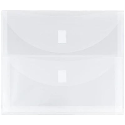 JAM Paper 9.5" x 11.5" Clear 2-Pocket Plastic Hook & Loop Closure Envelopes, 12ct.