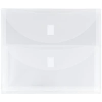 JAM Paper 9.5" x 11.5" Clear 2-Pocket Plastic Hook & Loop Closure Envelopes, 12ct.