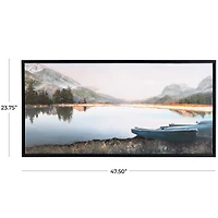 47.5" x 23.75" Blue Canvas Landscape Lake Sunset Framed Wall Art