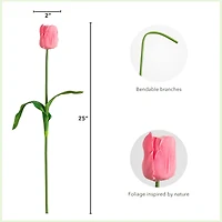 25" Pink Tulip Flower Stems, 3ct.