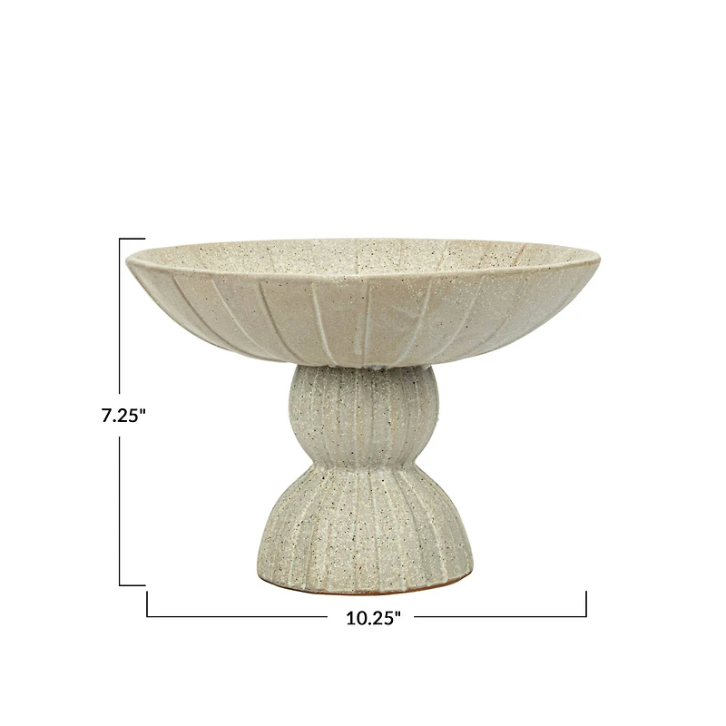 Hello Honey® 10.25" Tan Reactive Glaze Debossed Stoneware Footed Bowl