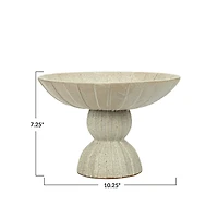 Hello Honey® 10.25" Tan Reactive Glaze Debossed Stoneware Footed Bowl