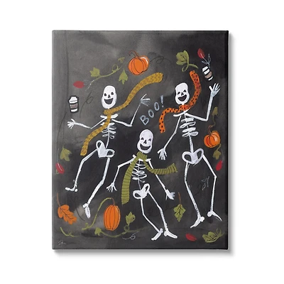 Stupell Industries Autumn Skeletons with Coffee Canvas Wall Art