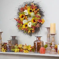 26" Sunflowers & Gourds Thanksgiving Wreath