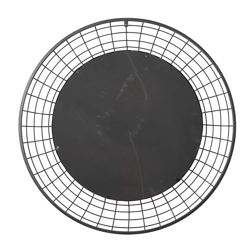 36" Black Industrial Metal Round Wall Mirror