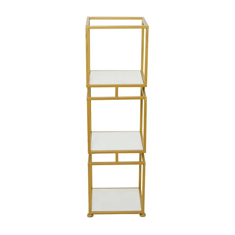 Gold Marble Glam Shelving Unit, 39" x 12" x 12"