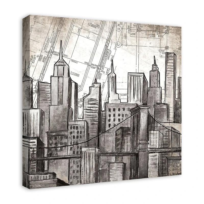 Sketched Skyline 24" x 24" Canvas Wall Art