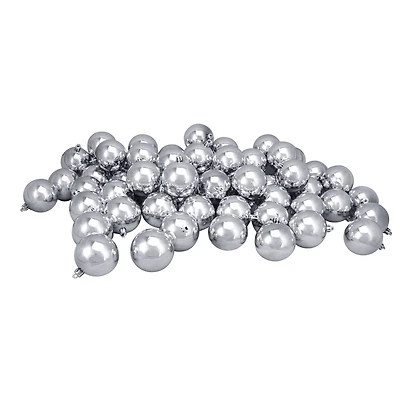 60ct Shiny Silver Splendor Shatterproof Ball Ornaments