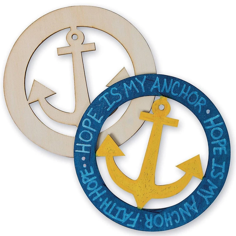 S&S Worldwide® 7" Unfinished Anchor Wood Plaque, 24ct.