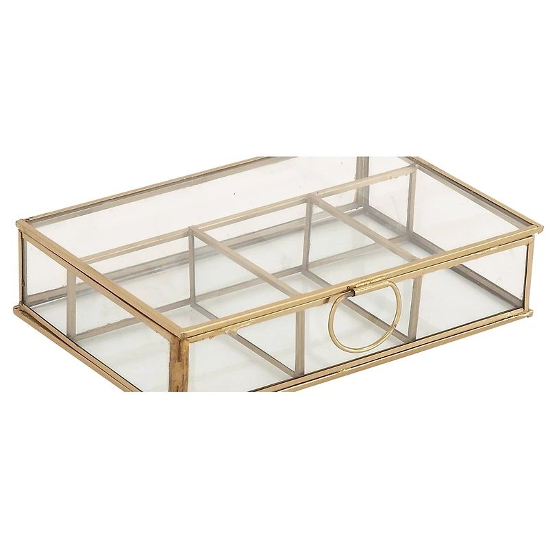 Rectangular Metal & Glass Jewelry Box