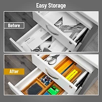 Mind Reader 5-Piece Bamboo Drawer Organizer Set, Stackable Storage Trays for Kitchen, Bathroom, Office, Makeup & Jewelry, Rayon from Bamboo, Brown