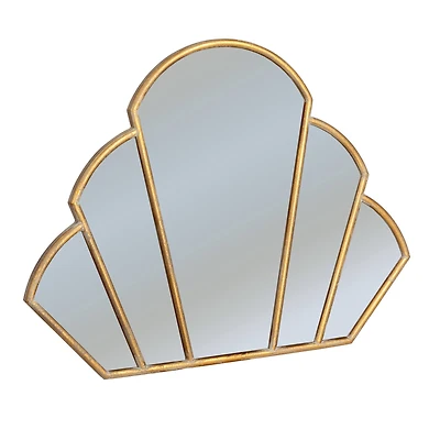 Hello Honey® 33" Antique Gold Finish Modern Scallop Shaped Metal Wall Mirror