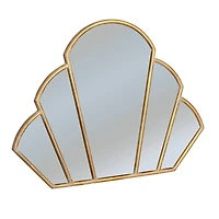 Hello Honey® 33" Antique Gold Finish Modern Scallop Shaped Metal Wall Mirror