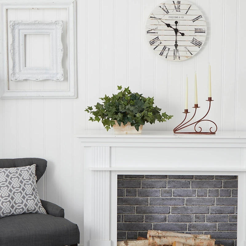 14" Ivy in White Planter