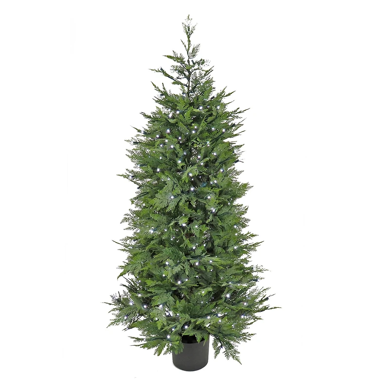5ft. Pre-Lit Cypress Artificial Christmas Tree, Multi-Function LED Lights