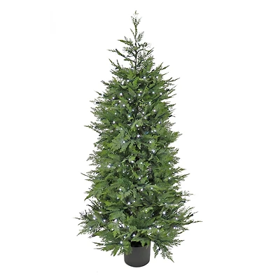 5ft. Pre-Lit Cypress Artificial Christmas Tree, Multi-Function LED Lights