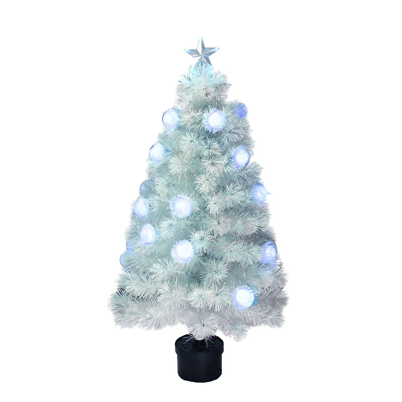 4ft. Pre-Lit Medium White Iridescent Fiber Optic Artificial Christmas Tree with Blue LED Lights