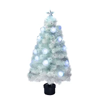 4ft. Pre-Lit Medium White Iridescent Fiber Optic Artificial Christmas Tree with Blue LED Lights