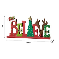 Glitzhome® 14'' BELIEVE Wooden Christmas Table Décor
