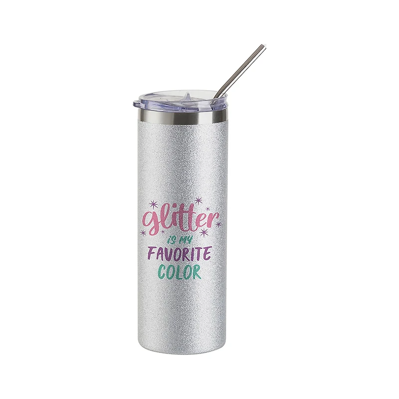 Craft Express 20oz. Sublimation Glitter Skinny Tumblers, 4ct.