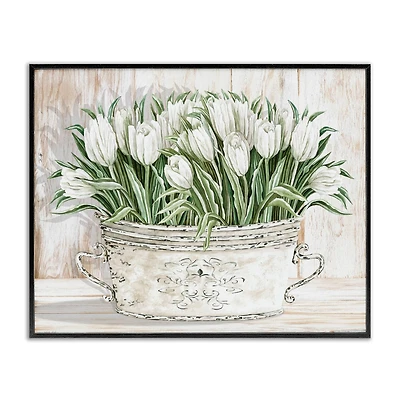 Stupell Industries Fresh White Tulip Flowers Vintage Framed Giclee Art