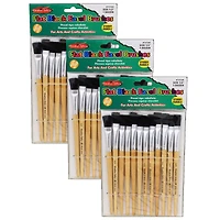 Charles Leonard Flat Tip Easel Paint Brushes, 3 Packs of 12