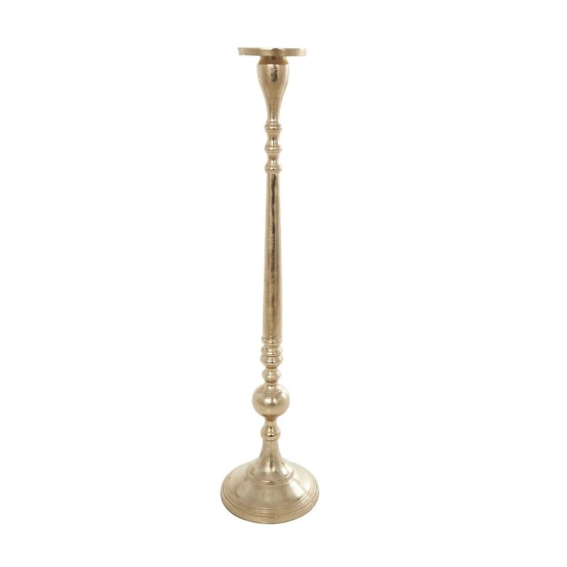 Gold Aluminum Tall Pillar Candle Holder Set