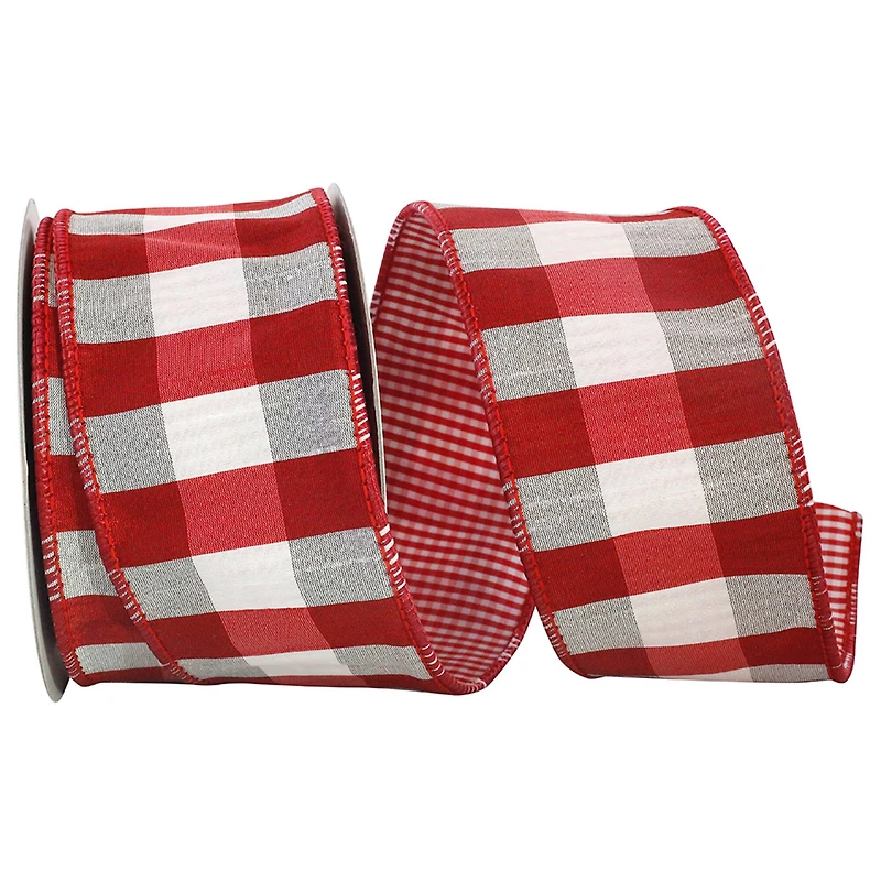 Reliant 2.5" x 10yd. Red 2-Sided Check Wired Ribbon