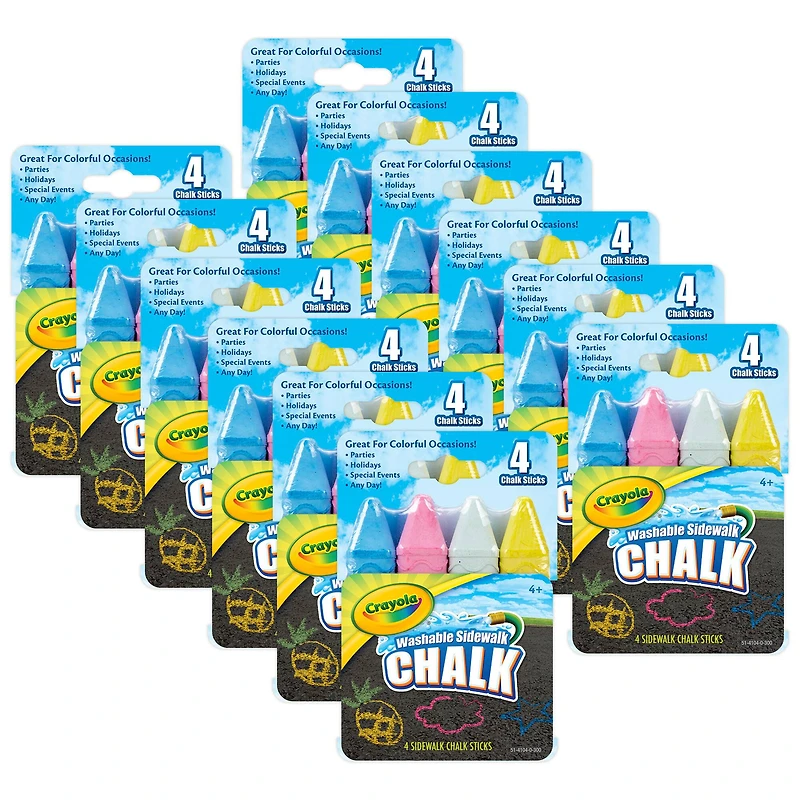 Crayola® Sidewalk Chalk, 12 Packs of 4