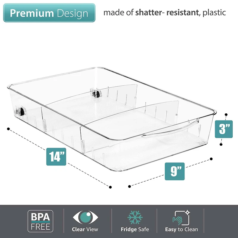 Sorbus Large Clear Organizing Bin on Wheels with Removable Dividers