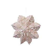 Hello Honey® 25" LED Pink, White & Gold Printed Paper Folding Snowflake Ornament with Paisley Pattern