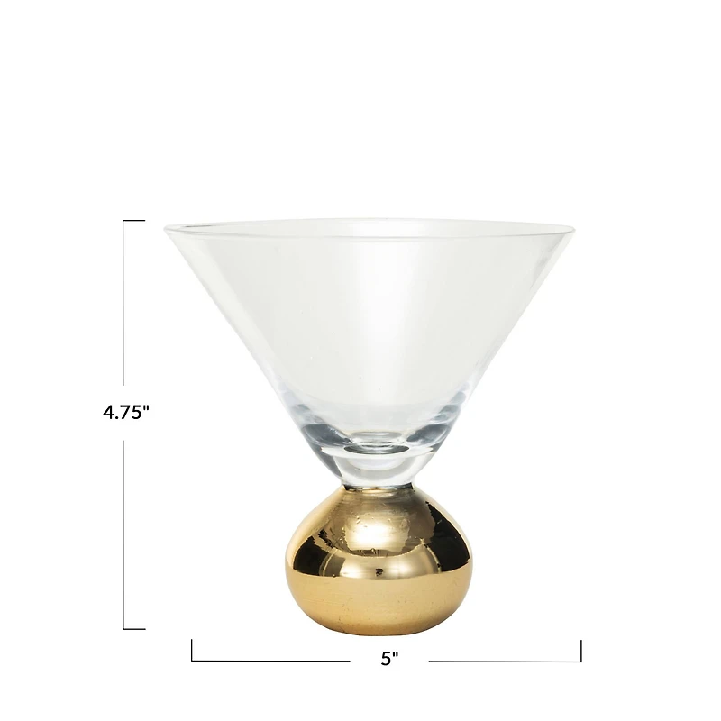 Hello Honey® 12oz. Martini Glass with Gold Electroplated Ball Stem