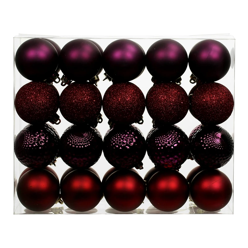 40 Pack 2" Berry Solid & Glitter Shatterproof Ball Ornaments by Ashland®