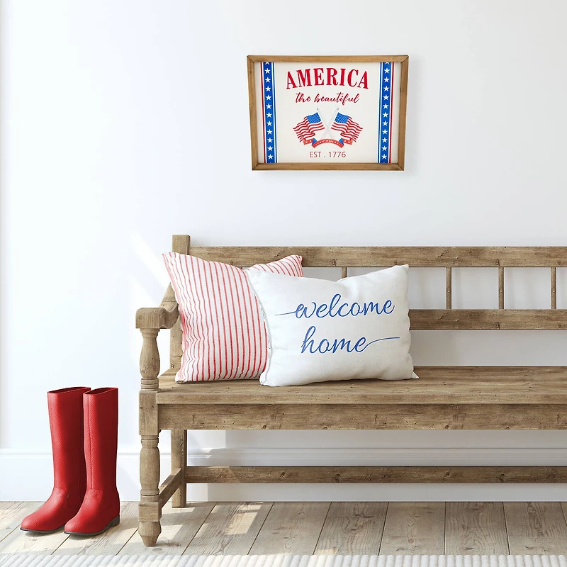 15.75" America the Beautiful Patriotic Framed Wall Sign